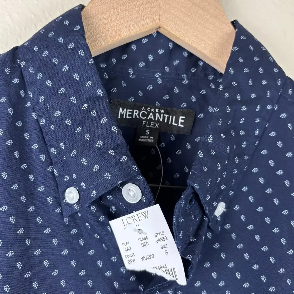 NWOT J.Crew Mercantile Flex Printed Button-Up Shirt Size Small in Blue
